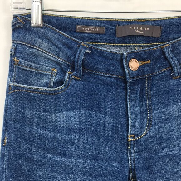 The Limited BoyFriend Light Wash Blue Denim Cropped Jeans Size 0 EXCELLENT - Picture 3 of 10
